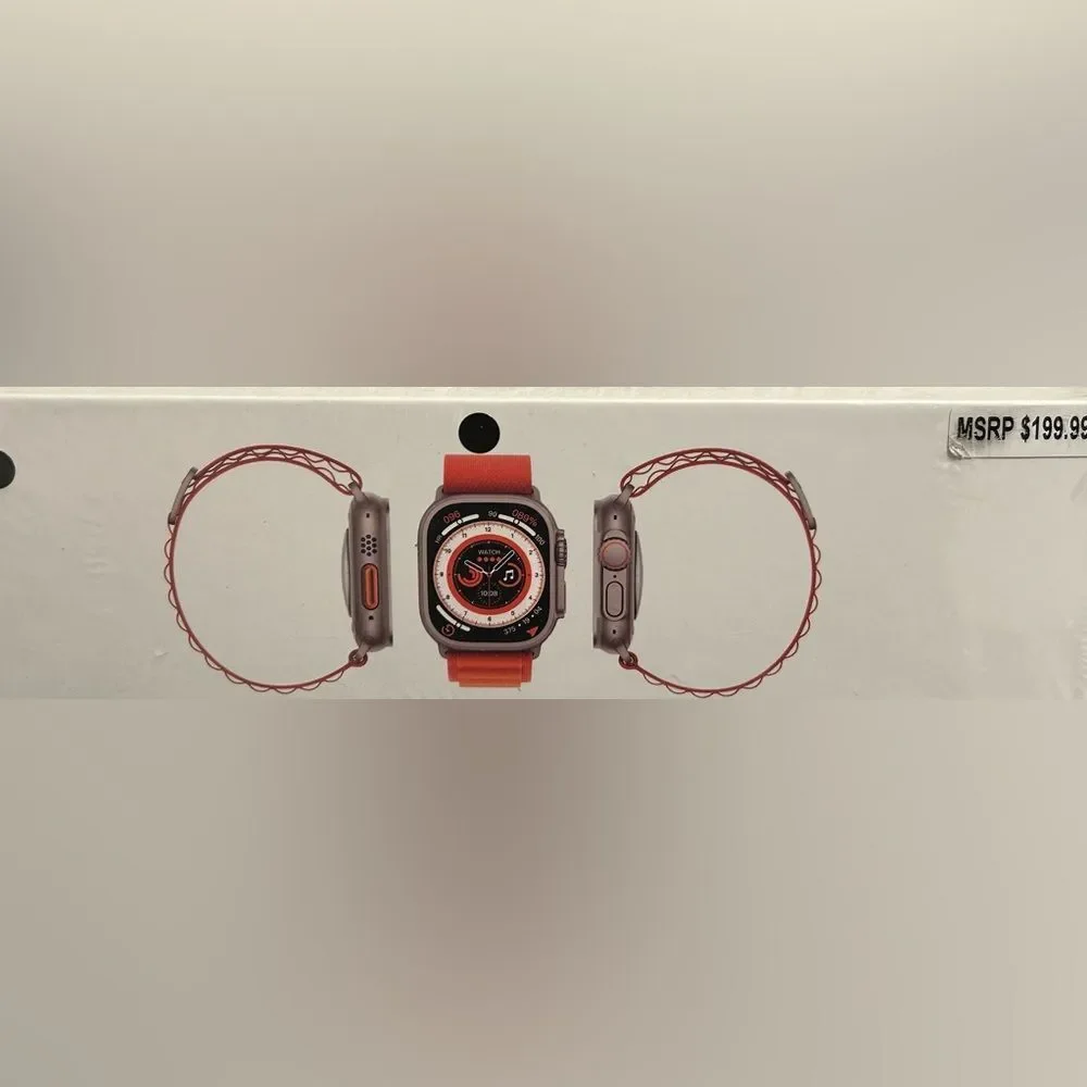 Sleek Red Smartwatch with Square Face and Modern Design